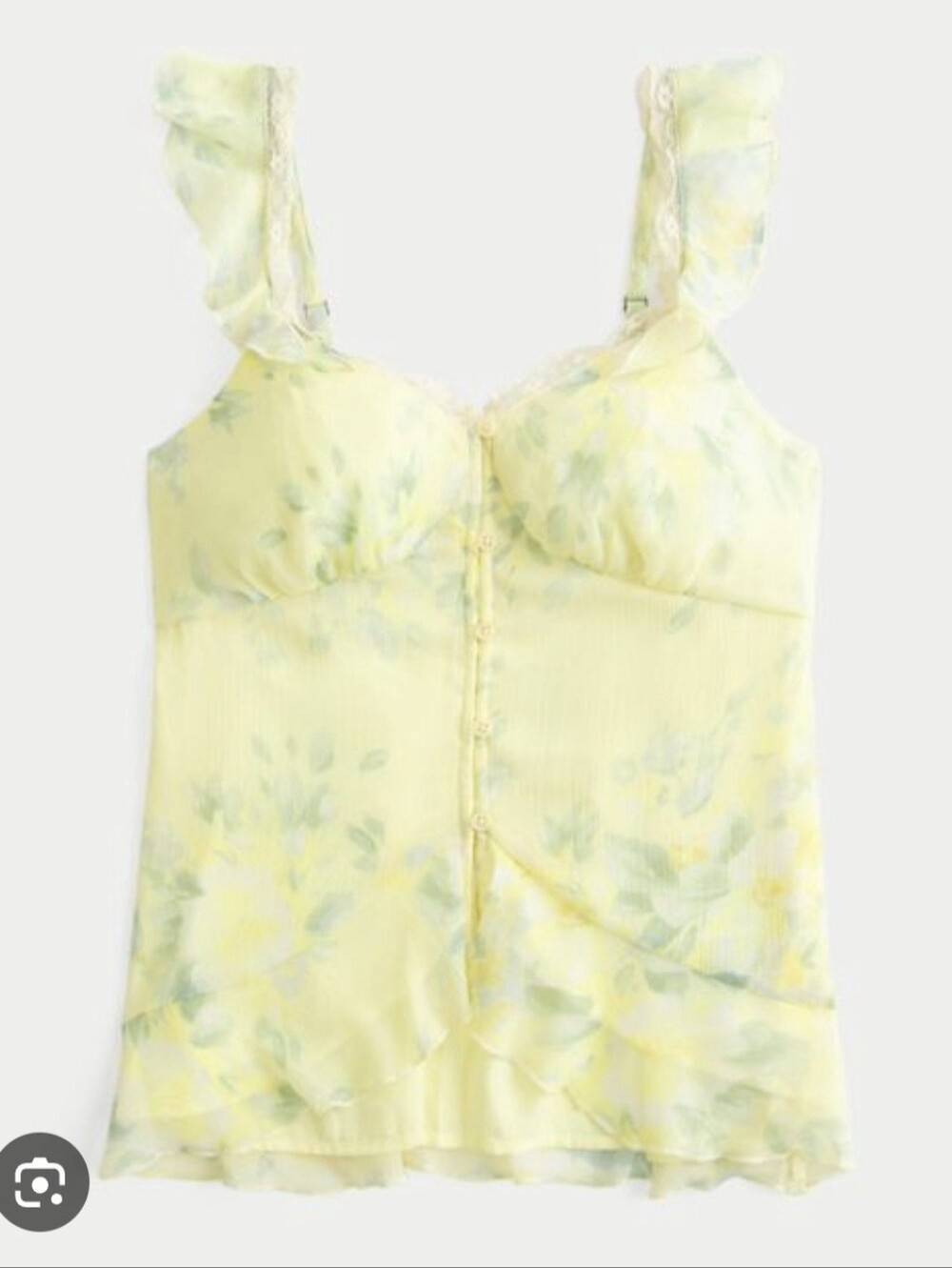 Hollister Easy Chiffon Babydoll Top in Yellow, Medium